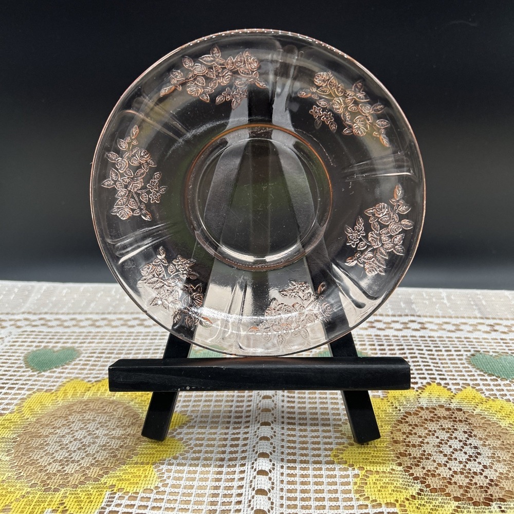 ◇Pink Depression Glass Saucer ~ Bowl ~ Sharon Cabbage Rose Pattern